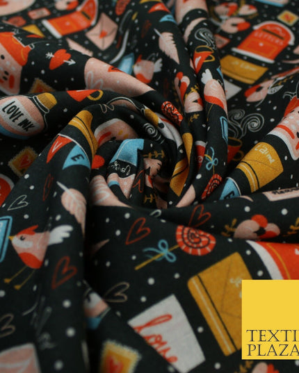 Artsy Love Messages Valentines Anniversary 100% Cotton Printed Fabric 58" 10207