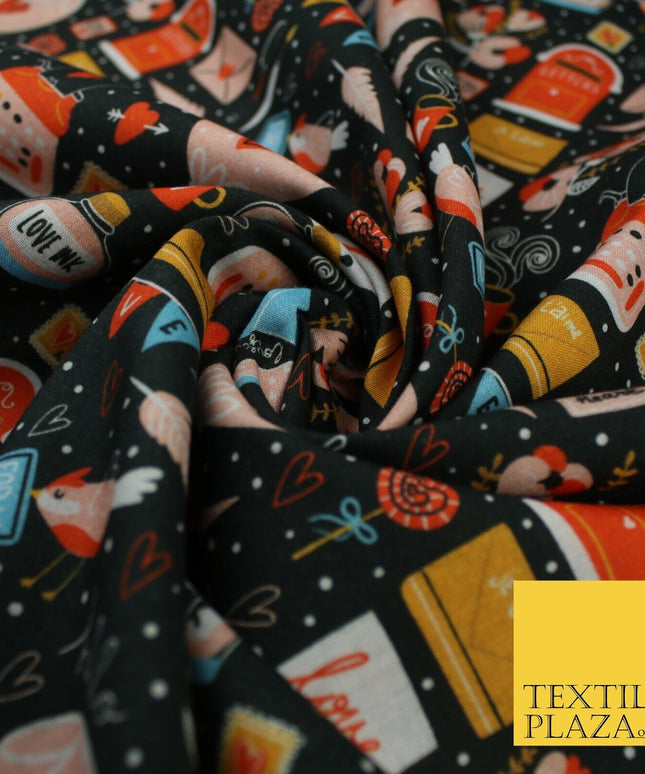 Artsy Love Messages Valentines Anniversary 100% Cotton Printed Fabric 58" 10207