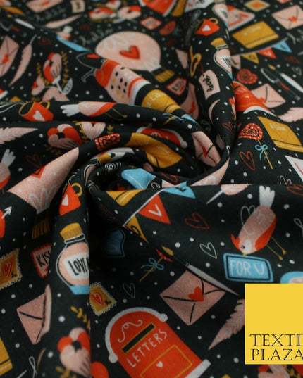 Artsy Love Messages Valentines Anniversary 100% Cotton Printed Fabric 58" 10207