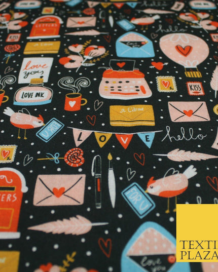 Artsy Love Messages Valentines Anniversary 100% Cotton Printed Fabric 58" 10207