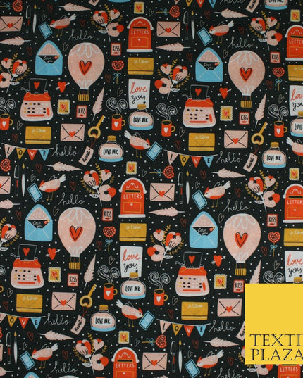 Artsy Love Messages Valentines Anniversary 100% Cotton Printed Fabric 58" 10207