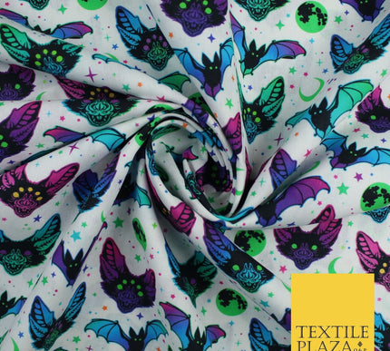 Neon Bats Halloween 100% Pure Cotton Printed Fabric 58" 10204