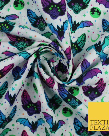 Neon Bats Halloween 100% Pure Cotton Printed Fabric 58" 10204