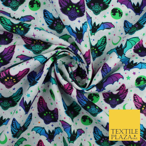 Neon Bats Halloween 100% Pure Cotton Printed Fabric 58" 10204