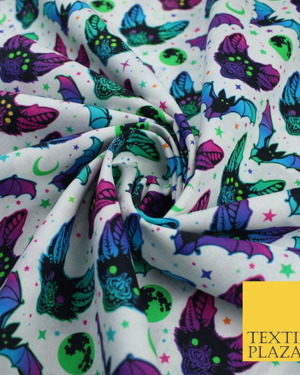 Neon Bats Halloween 100% Pure Cotton Printed Fabric 58" 10204