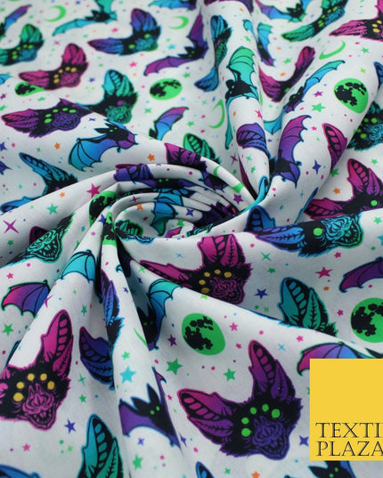 Neon Bats Halloween 100% Pure Cotton Printed Fabric 58" 10204
