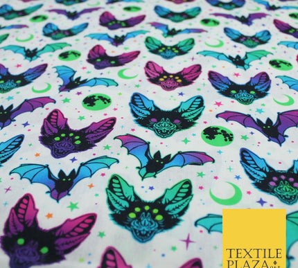 Neon Bats Halloween 100% Pure Cotton Printed Fabric 58" 10204