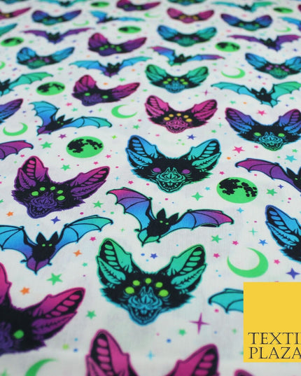 Neon Bats Halloween 100% Pure Cotton Printed Fabric 58" 10204