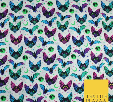Neon Bats Halloween 100% Pure Cotton Printed Fabric 58" 10204