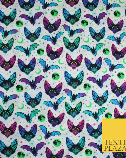 Neon Bats Halloween 100% Pure Cotton Printed Fabric 58" 10204