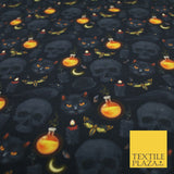Halloween Skulls Cats Potions 100% Pure Cotton Printed Fabric 58" 10200