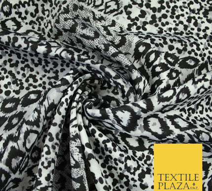 White Black & Grey Animal Inspired Spot Print Soft Stretch Jersey Fabric 56"6689