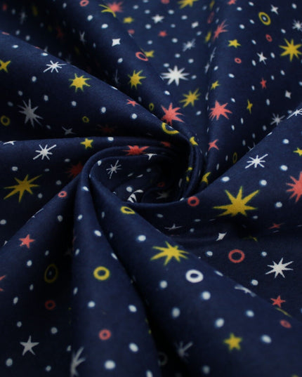 Starry Night Sparkle Stars Brushed Cotton Winceyette Fabric Flannel