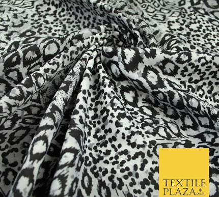 White Black & Grey Animal Inspired Spot Print Soft Stretch Jersey Fabric 56"6689