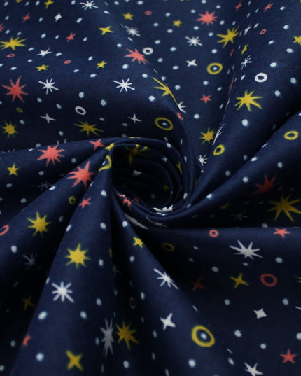 Starry Night Sparkle Stars Brushed Cotton Winceyette Fabric Flannel