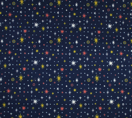Starry Night Sparkle Stars Brushed Cotton Winceyette Fabric Flannel