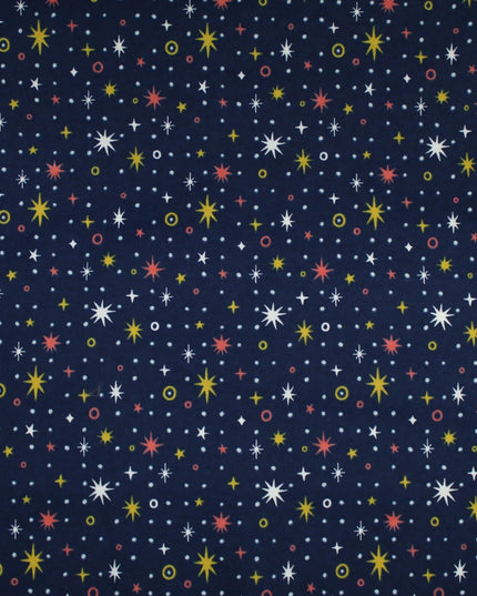 Starry Night Sparkle Stars Brushed Cotton Winceyette Fabric Flannel