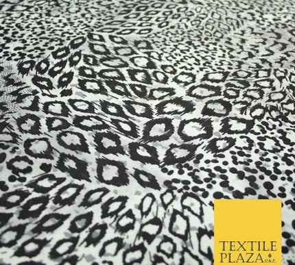 White Black & Grey Animal Inspired Spot Print Soft Stretch Jersey Fabric 56"6689