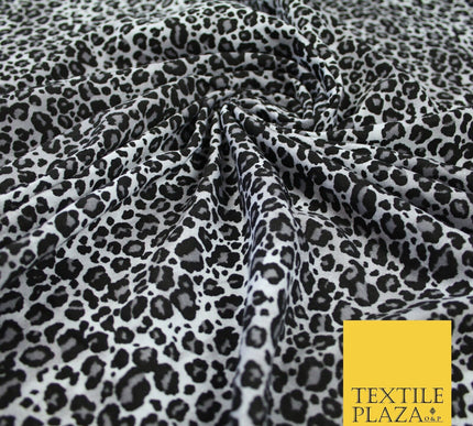 White with Black & Grey Animal Spot Print Soft Stretch Jersey Fabric 56" 6686