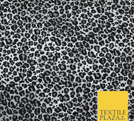 White with Black & Grey Animal Spot Print Soft Stretch Jersey Fabric 56" 6686