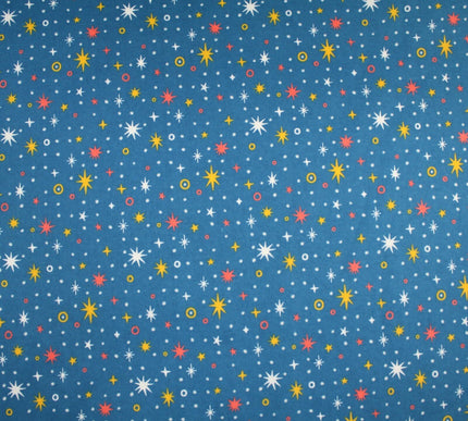 Starry Night Sparkle Stars Brushed Cotton Winceyette Fabric Flannel