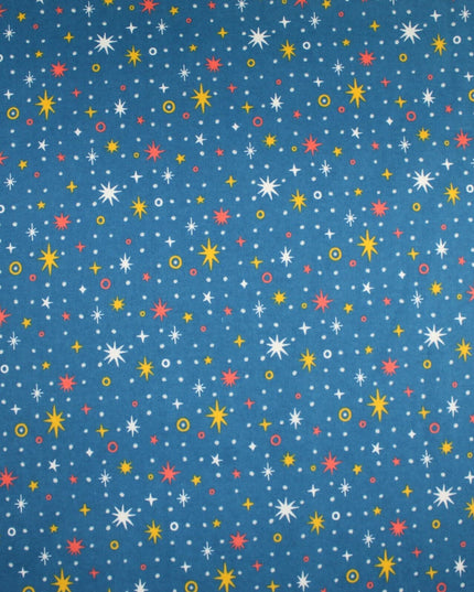 Starry Night Sparkle Stars Brushed Cotton Winceyette Fabric Flannel