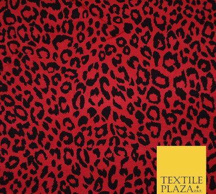 Red with Black Animal Spot Print Soft Stretch Jersey Fabric 56" 6685