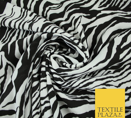 White & Black Zebra Stripe Print Soft Stretch Jersey Fabric 56" 6687