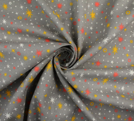 Starry Night Sparkle Stars Brushed Cotton Winceyette Fabric Flannel