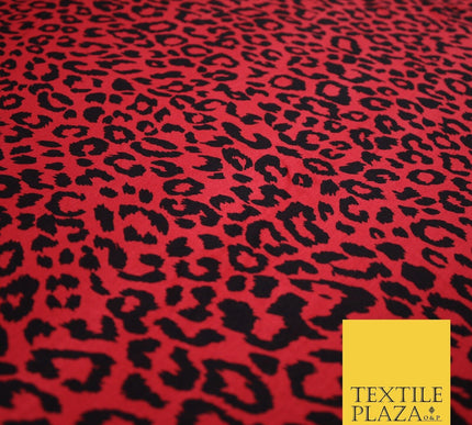 Red with Black Animal Spot Print Soft Stretch Jersey Fabric 56" 6685