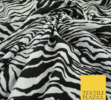 White & Black Zebra Stripe Print Soft Stretch Jersey Fabric 56" 6687