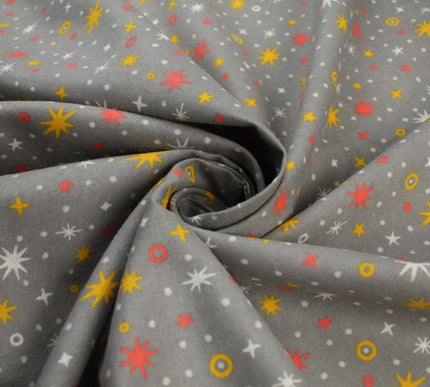 Starry Night Sparkle Stars Brushed Cotton Winceyette Fabric Flannel