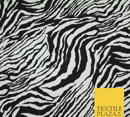 White & Black Zebra Stripe Print Soft Stretch Jersey Fabric 56" 6687