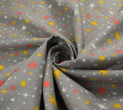 Starry Night Sparkle Stars Brushed Cotton Winceyette Fabric Flannel