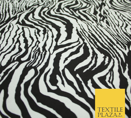 White & Black Zebra Stripe Print Soft Stretch Jersey Fabric 56" 6687