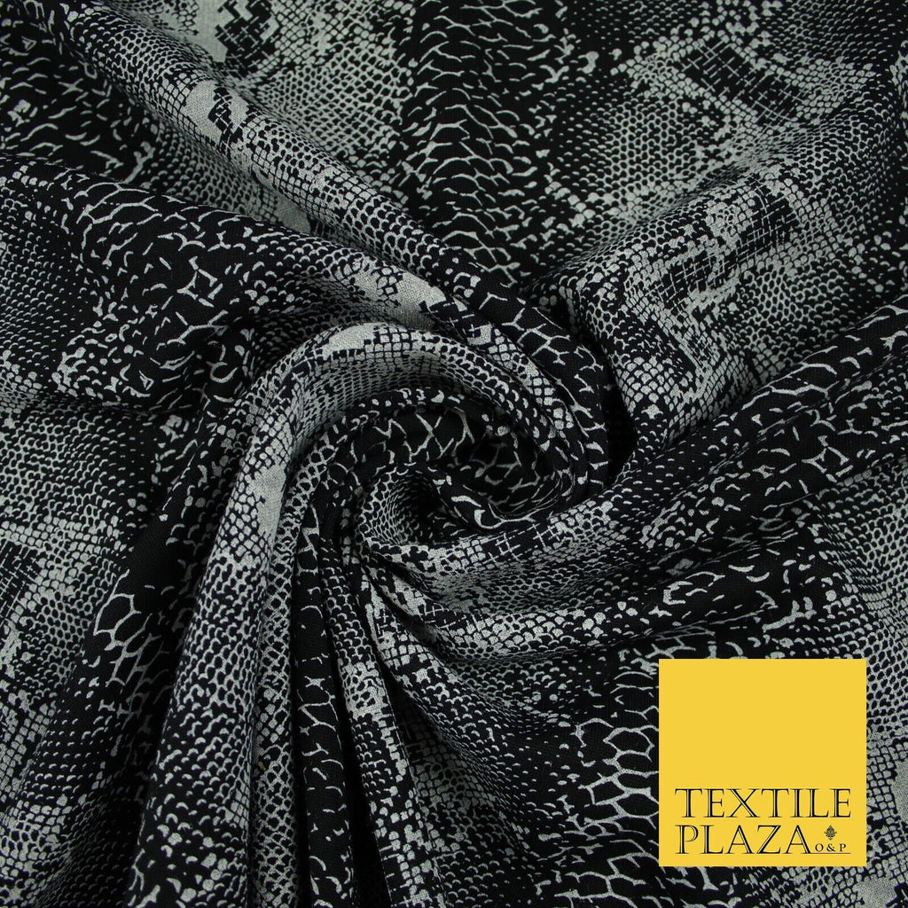 Dark Grey Snake Skin Print Soft Stretch Jersey Fabric 56"6690