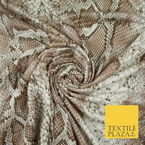 Off White & Beige Snake Skin Print Soft Stretch Jersey Fabric 56" 6682