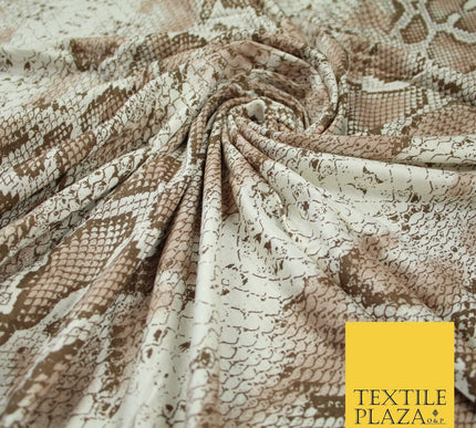 Off White & Beige Snake Skin Print Soft Stretch Jersey Fabric 56" 6682