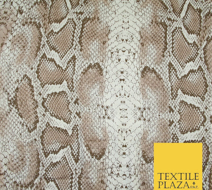 Off White & Beige Snake Skin Print Soft Stretch Jersey Fabric 56" 6682