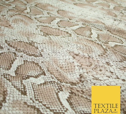Off White & Beige Snake Skin Print Soft Stretch Jersey Fabric 56" 6682