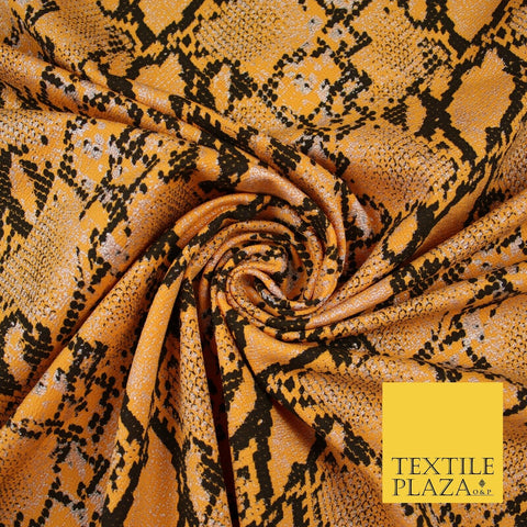 Orange with Black Snake Skin Print Soft Stretch Jersey Fabric 56" 6678