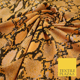 Orange with Black Snake Skin Print Soft Stretch Jersey Fabric 56" 6678