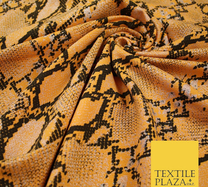 Orange with Black Snake Skin Print Soft Stretch Jersey Fabric 56" 6678