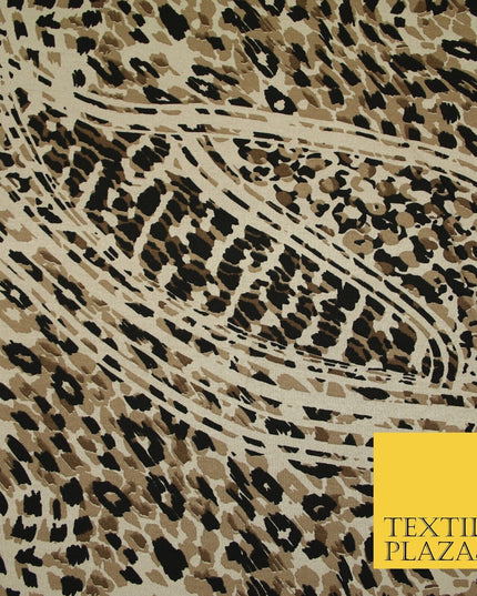 Beige & Black Abstract Leopard Print Soft Stretch Jersey Fabric 56" 6681