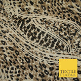 Beige & Black Abstract Leopard Print Soft Stretch Jersey Fabric 56" 6681