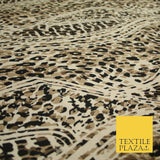 Beige & Black Abstract Leopard Print Soft Stretch Jersey Fabric 56" 6681