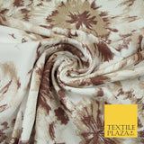 Off White with Dark Brown Tie Dye Print Soft Stretch Jersey Fabric 56" 6680