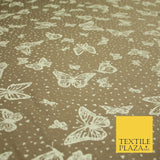 Dark Beige with Off White Butterfly Print Soft Stretch Jersey Fabric 56" 6671