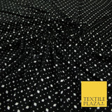 Black with White Mini Diamond & Dot Print Soft Stretch Jersey Fabric 56" 6669