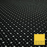 Black with White Mini Diamond & Dot Print Soft Stretch Jersey Fabric 56" 6669